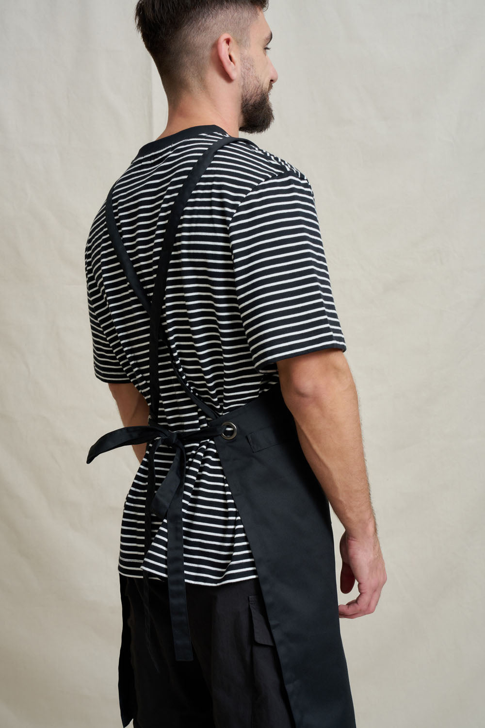 Drill Cross Back Bib Apron - Black