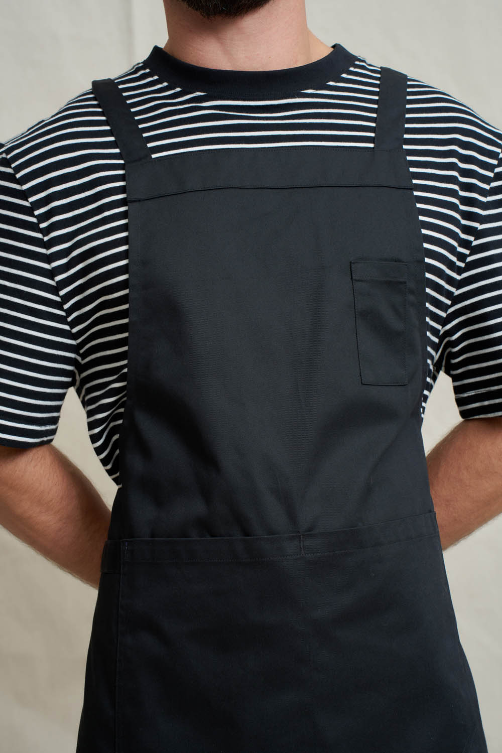 Drill Cross Back Bib Apron - Black