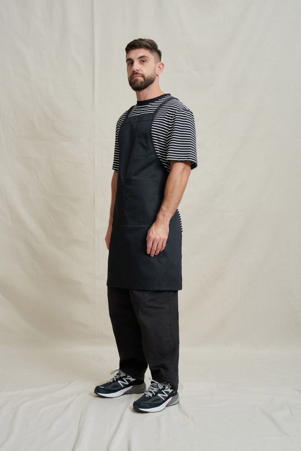 Drill Cross Back Bib Apron - Black