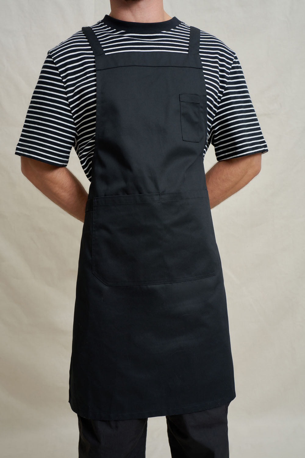 Drill Cross Back Bib Apron - Black
