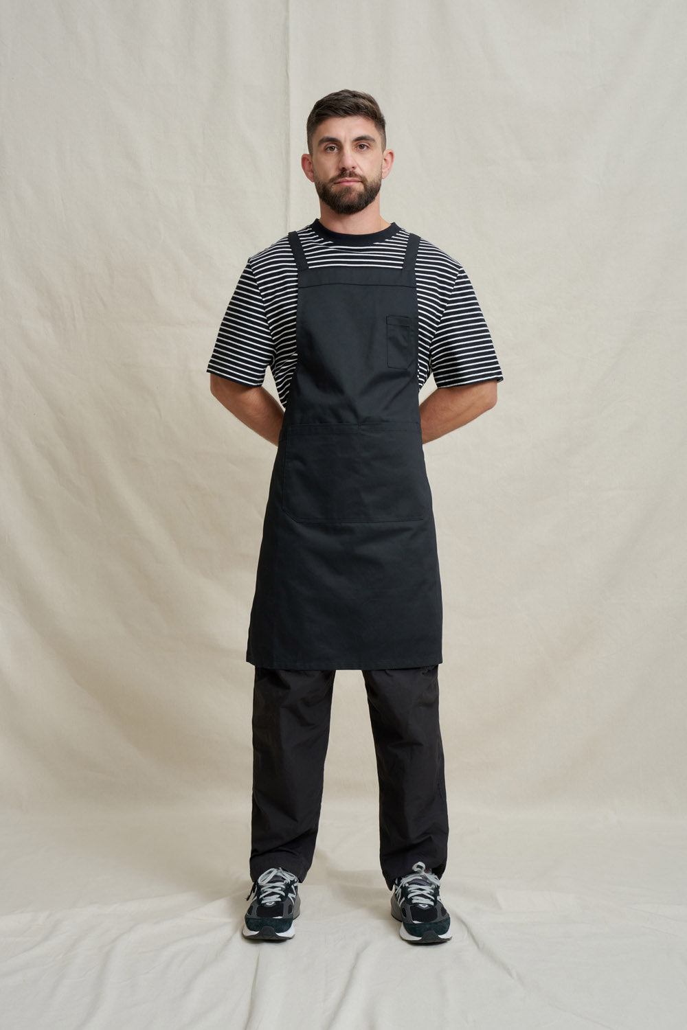 Drill Cross Back Bib Apron - Black