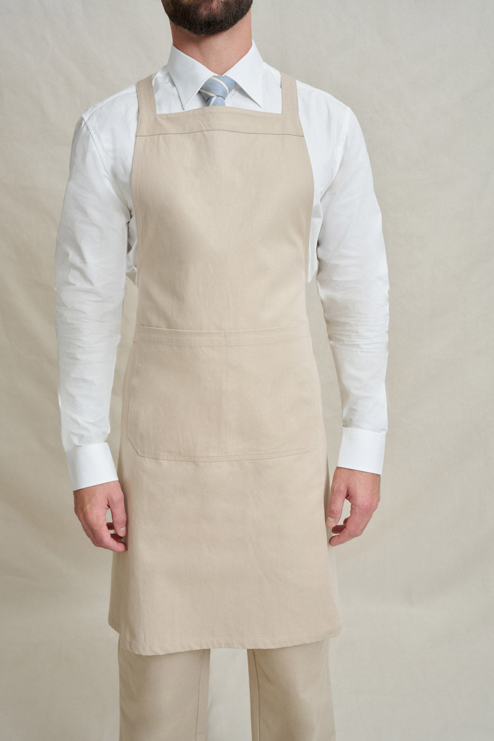 Natural Cross Back Bib Apron - Stone