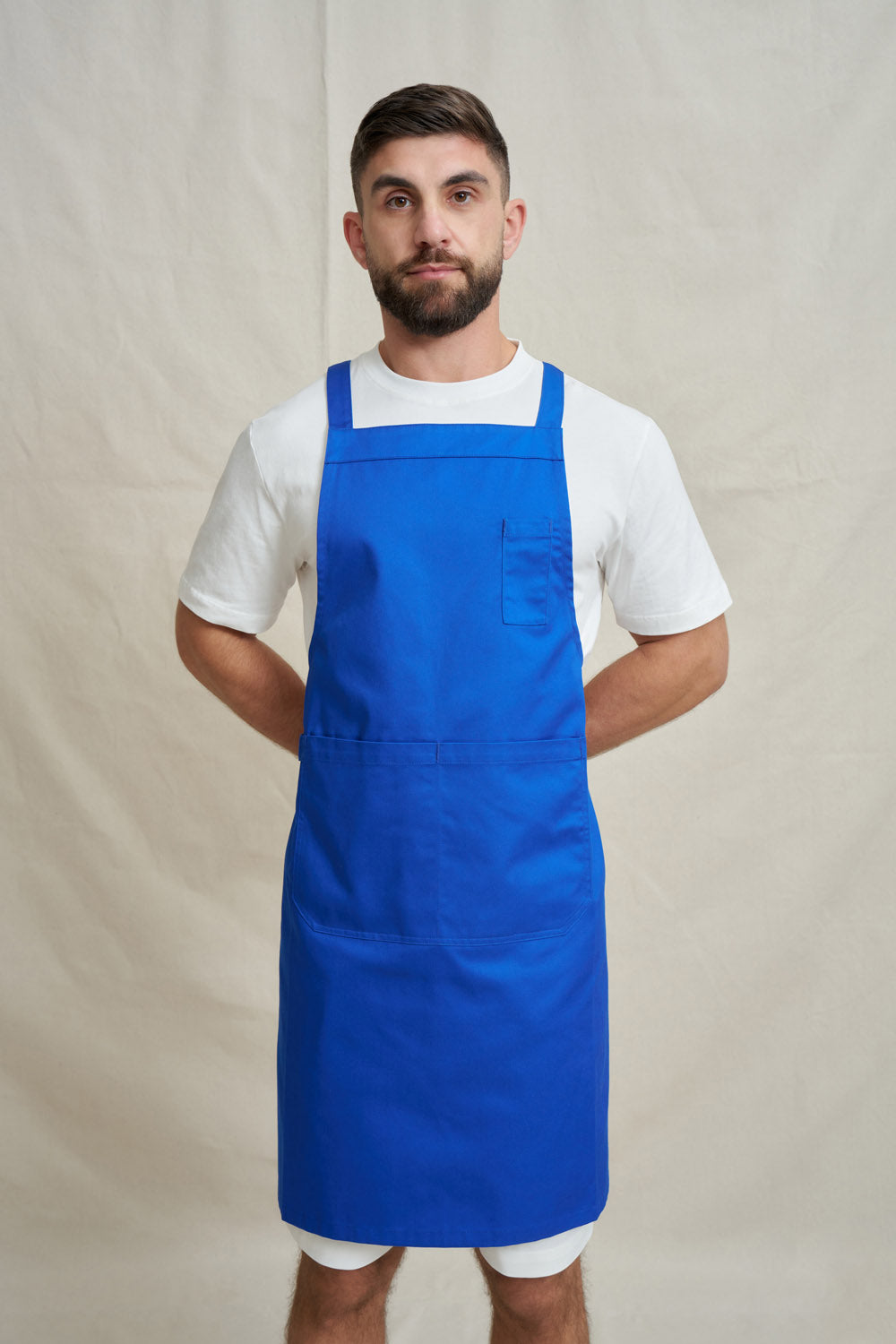 Drill Cross Back Bib Apron - Cobolt