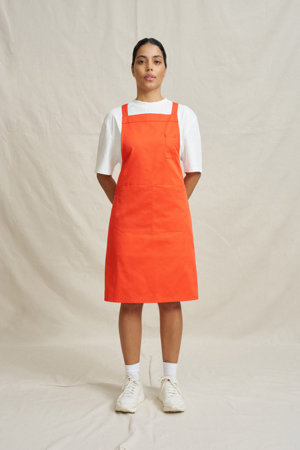 Drill Cross Back Bib Apron - Red