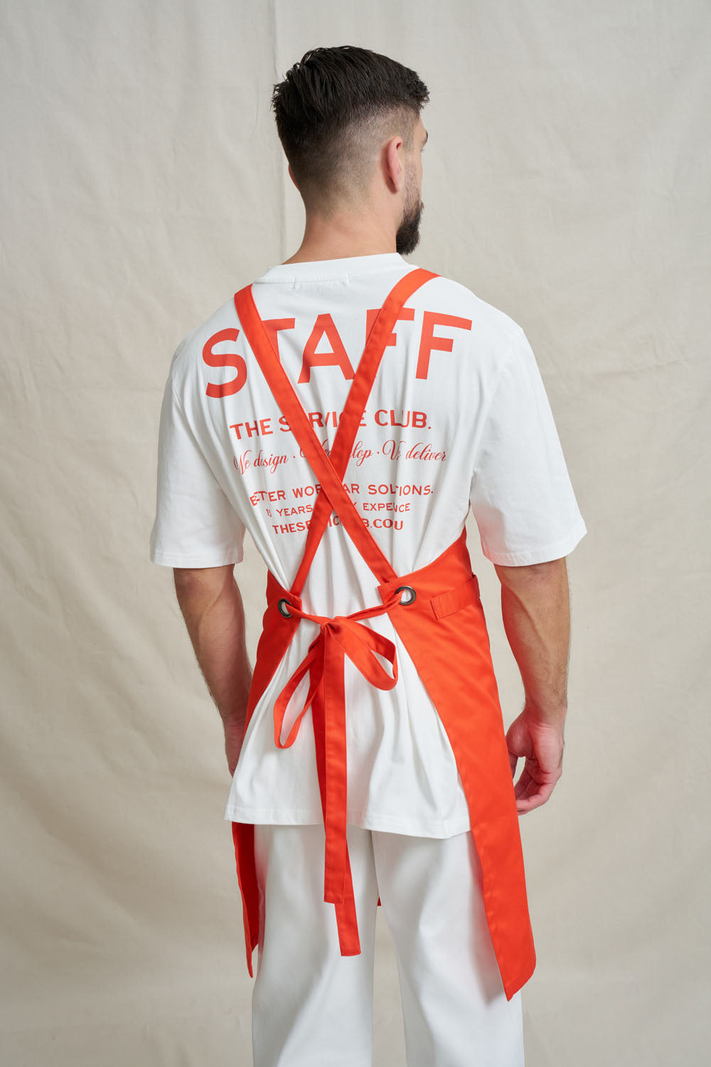 Drill Cross Back Bib Apron - Red