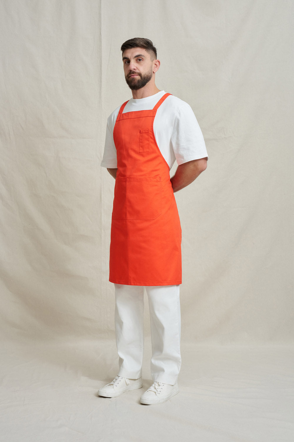 Drill Cross Back Bib Apron - Red