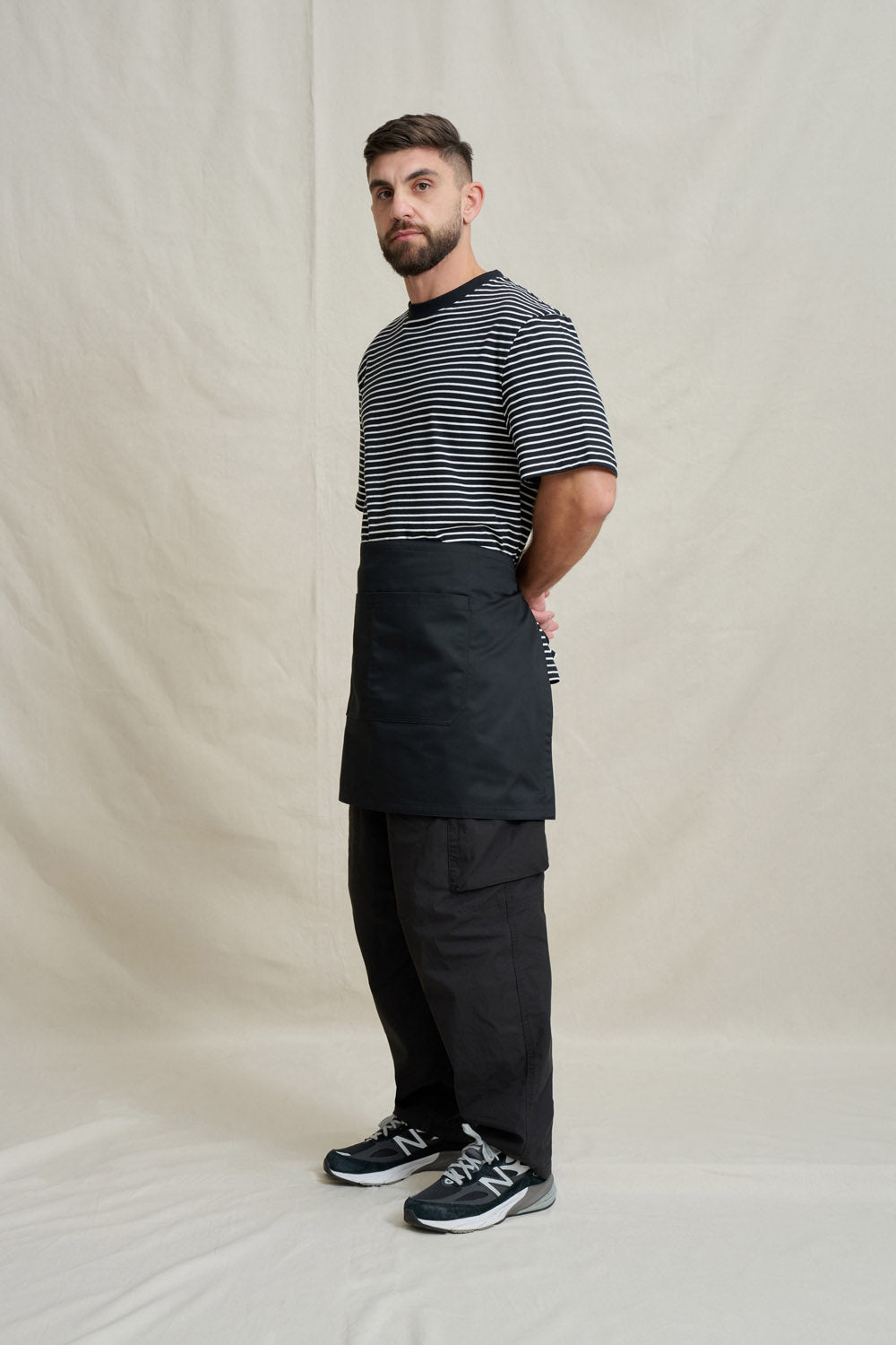 Drill Short Waist Apron - Black