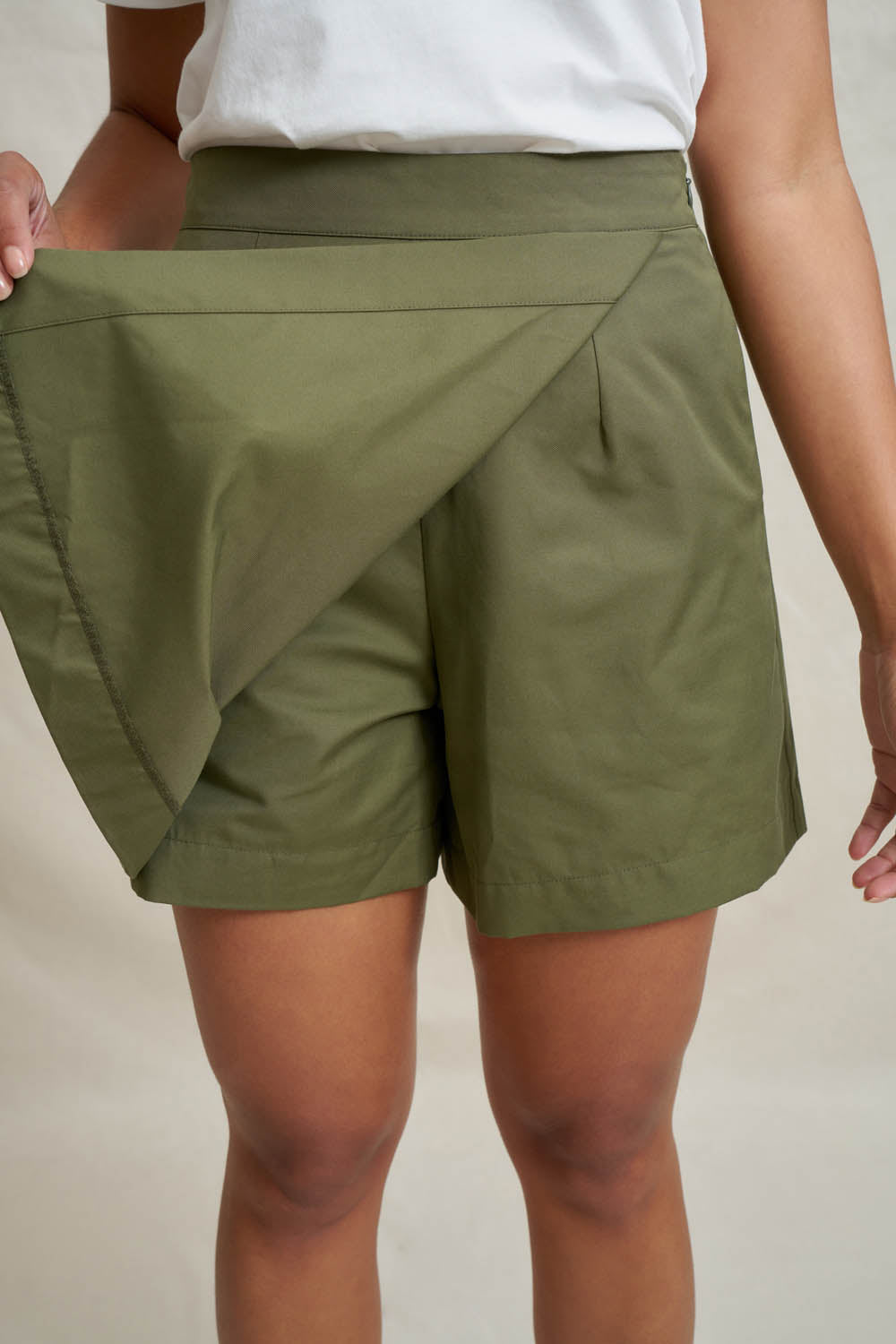 Elastic Back Skort - Army Green