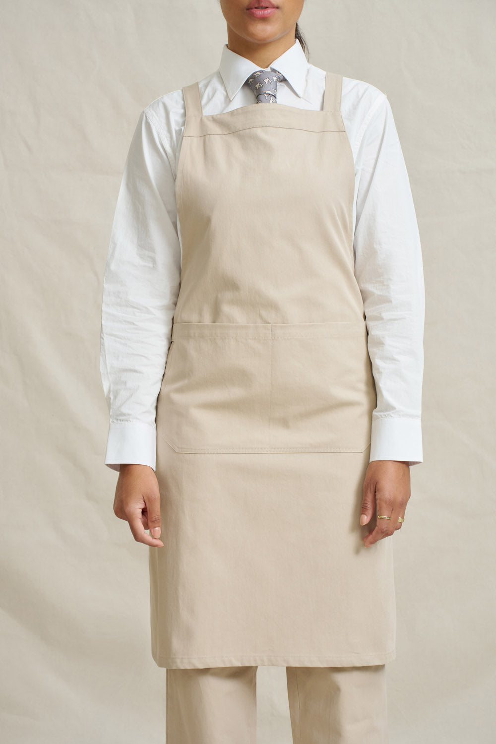 Natural Cross Back Bib Apron - Stone