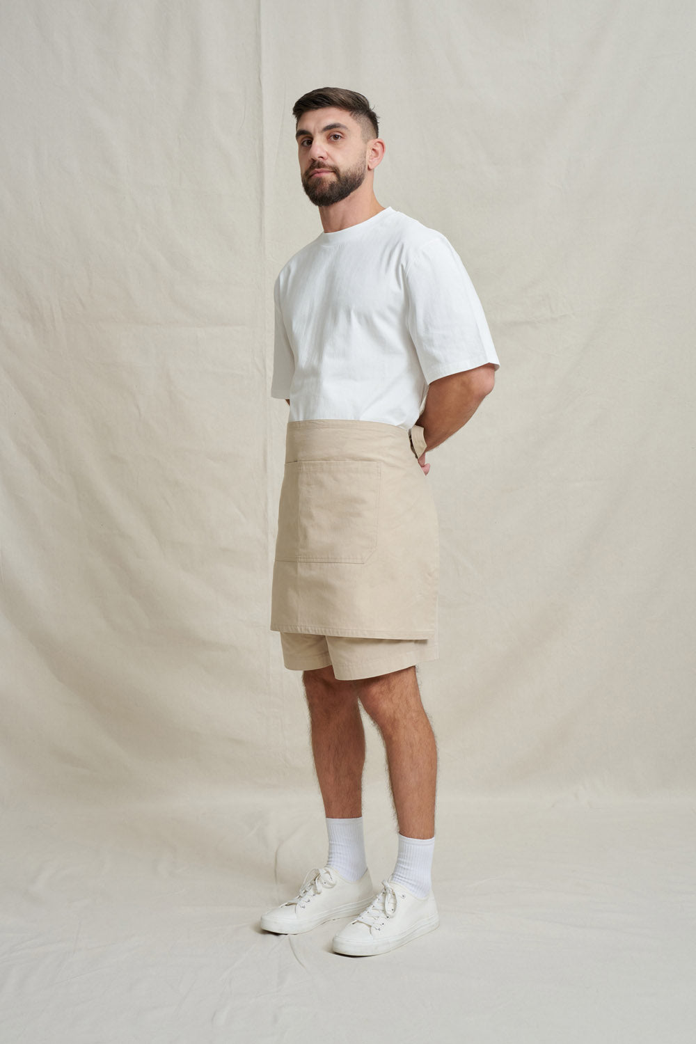 Natural Short Waist Apron - Stone
