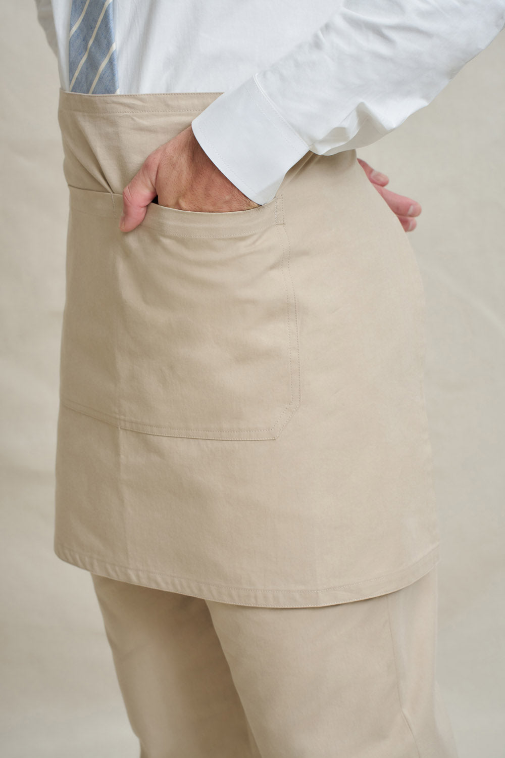 Natural Short Waist Apron - Stone