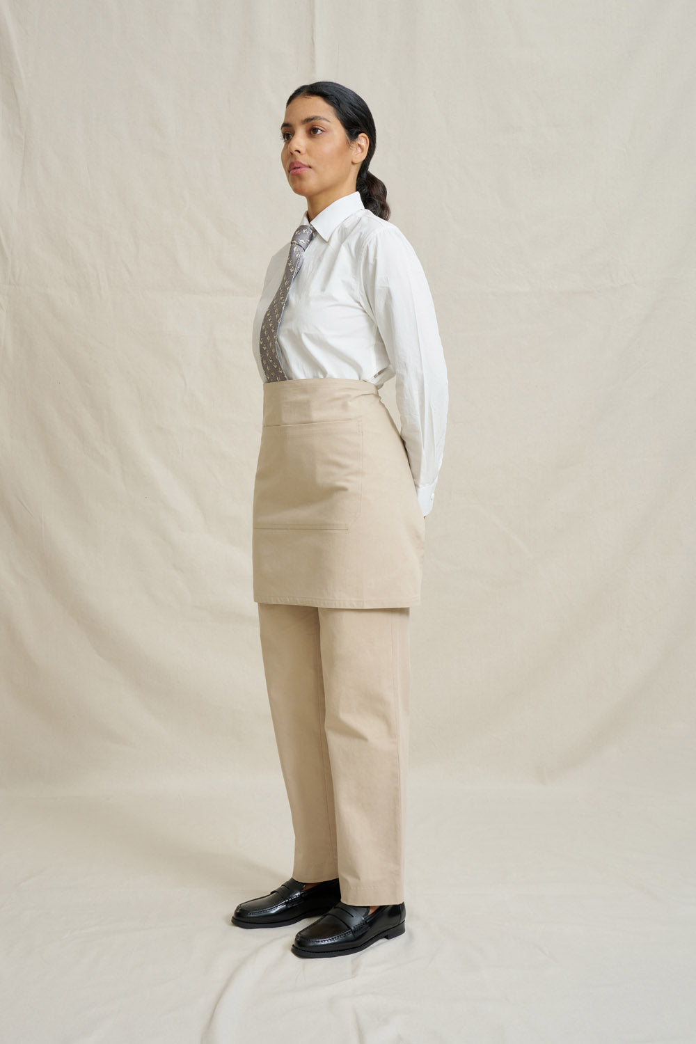 Natural Short Waist Apron - Stone