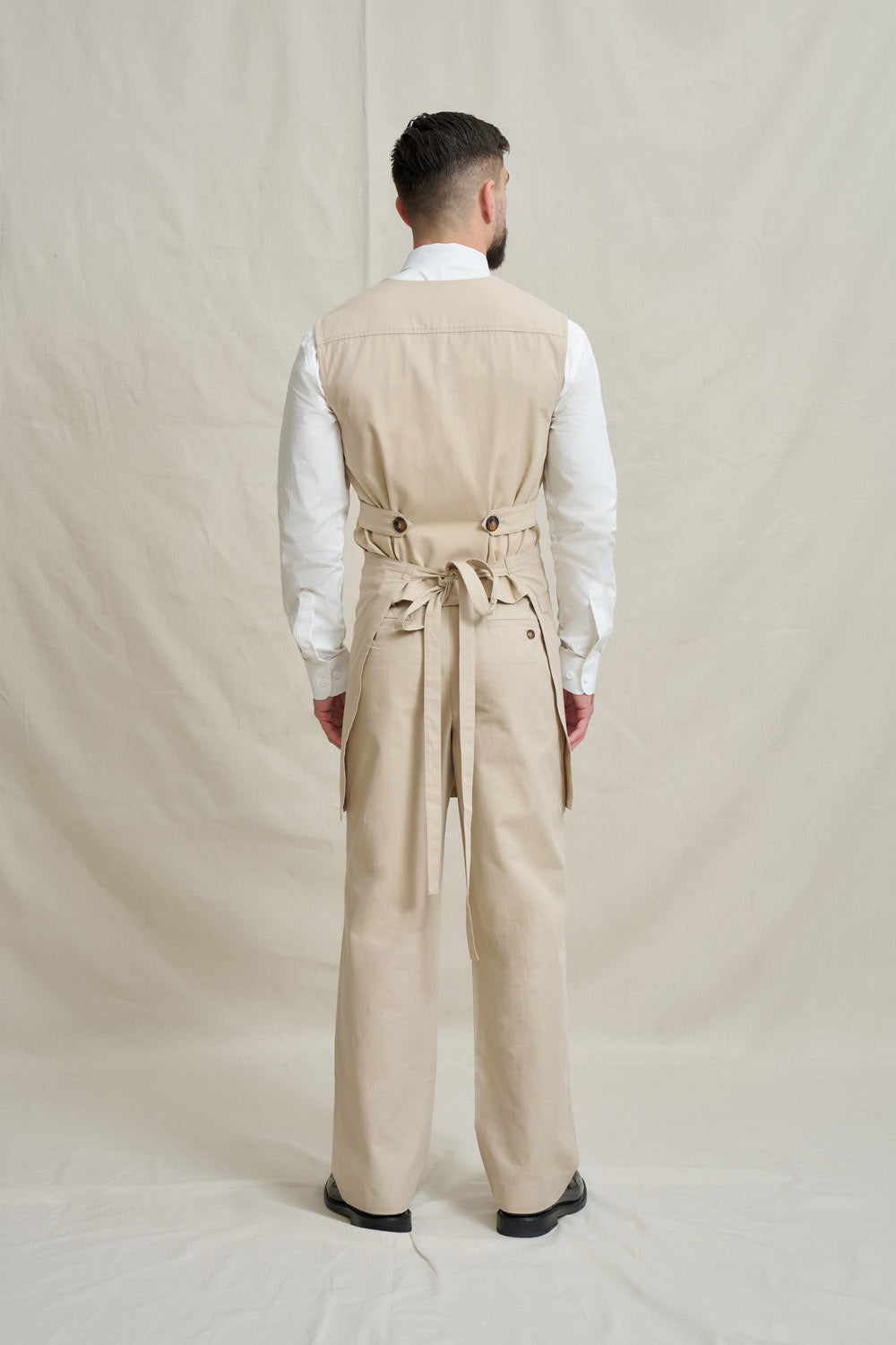 Natural Short Waist Apron - Stone