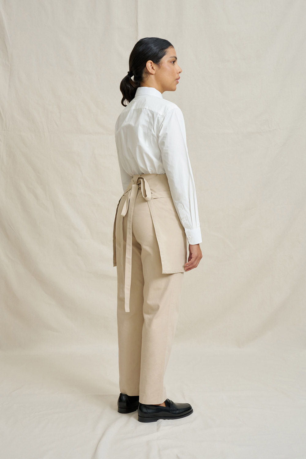 Natural Short Waist Apron - Stone