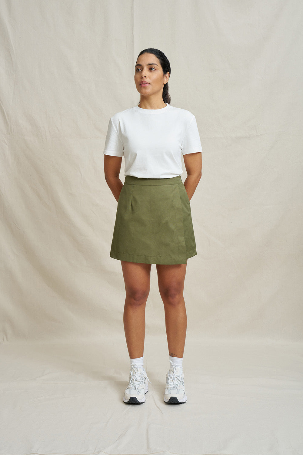 Elastic Back Skort - Army Green
