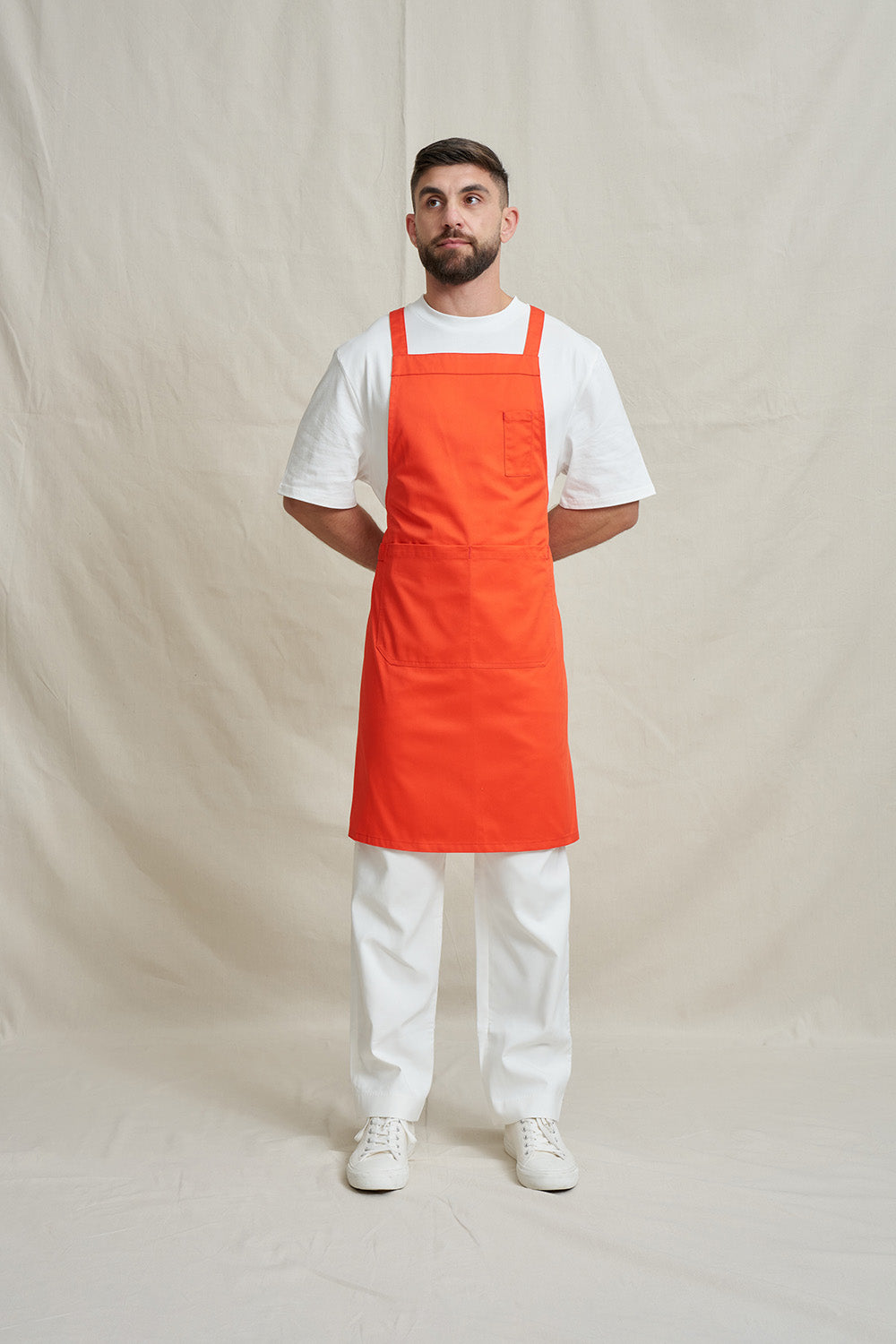 Drill Cross Back Bib Apron - Red