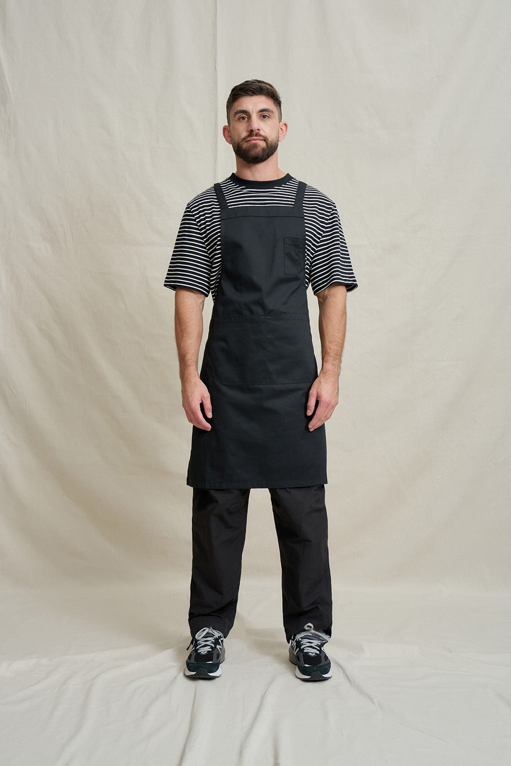 Drill Cross Back Bib Apron - Black