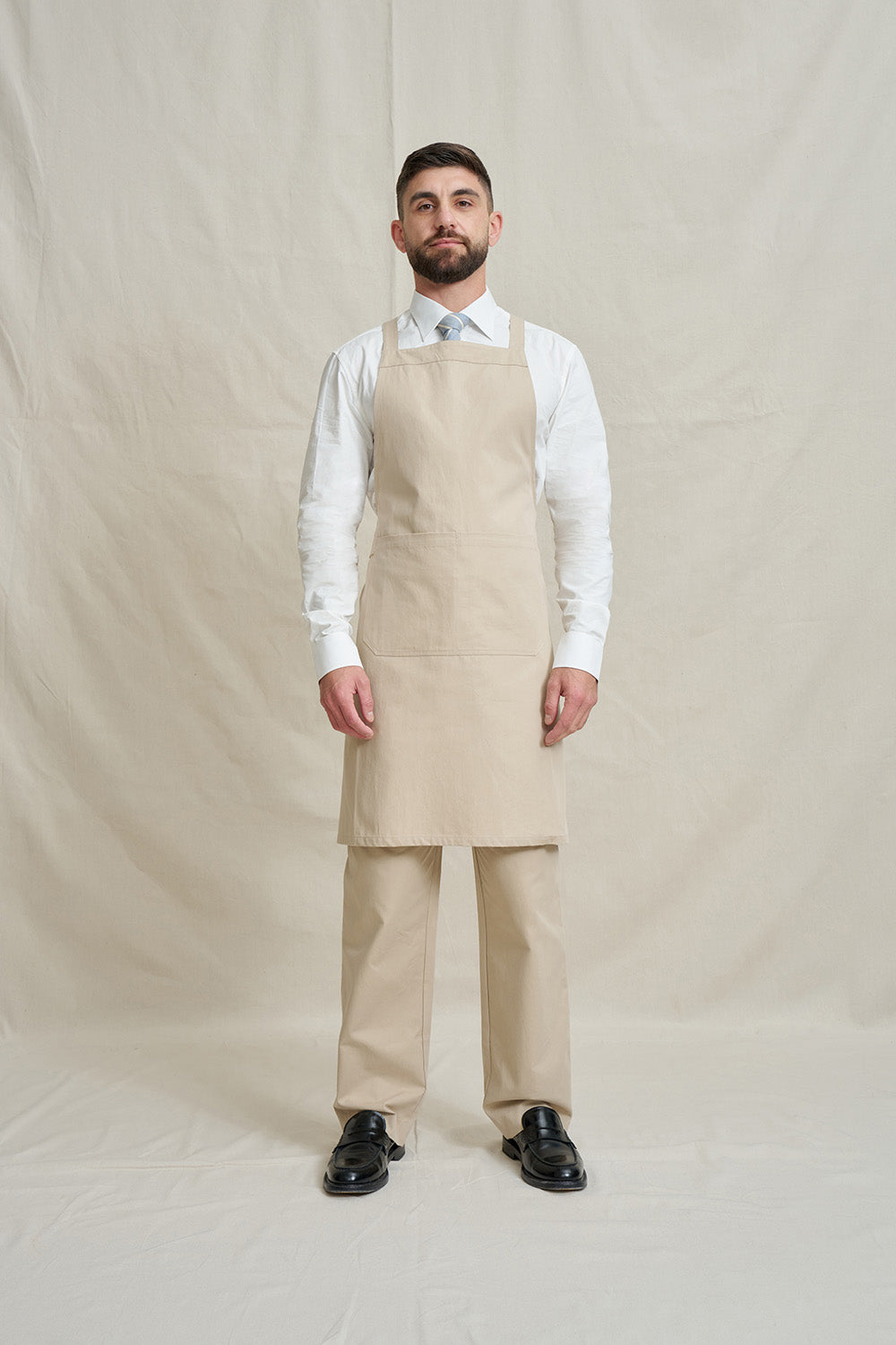 Natural Cross Back Bib Apron - Stone